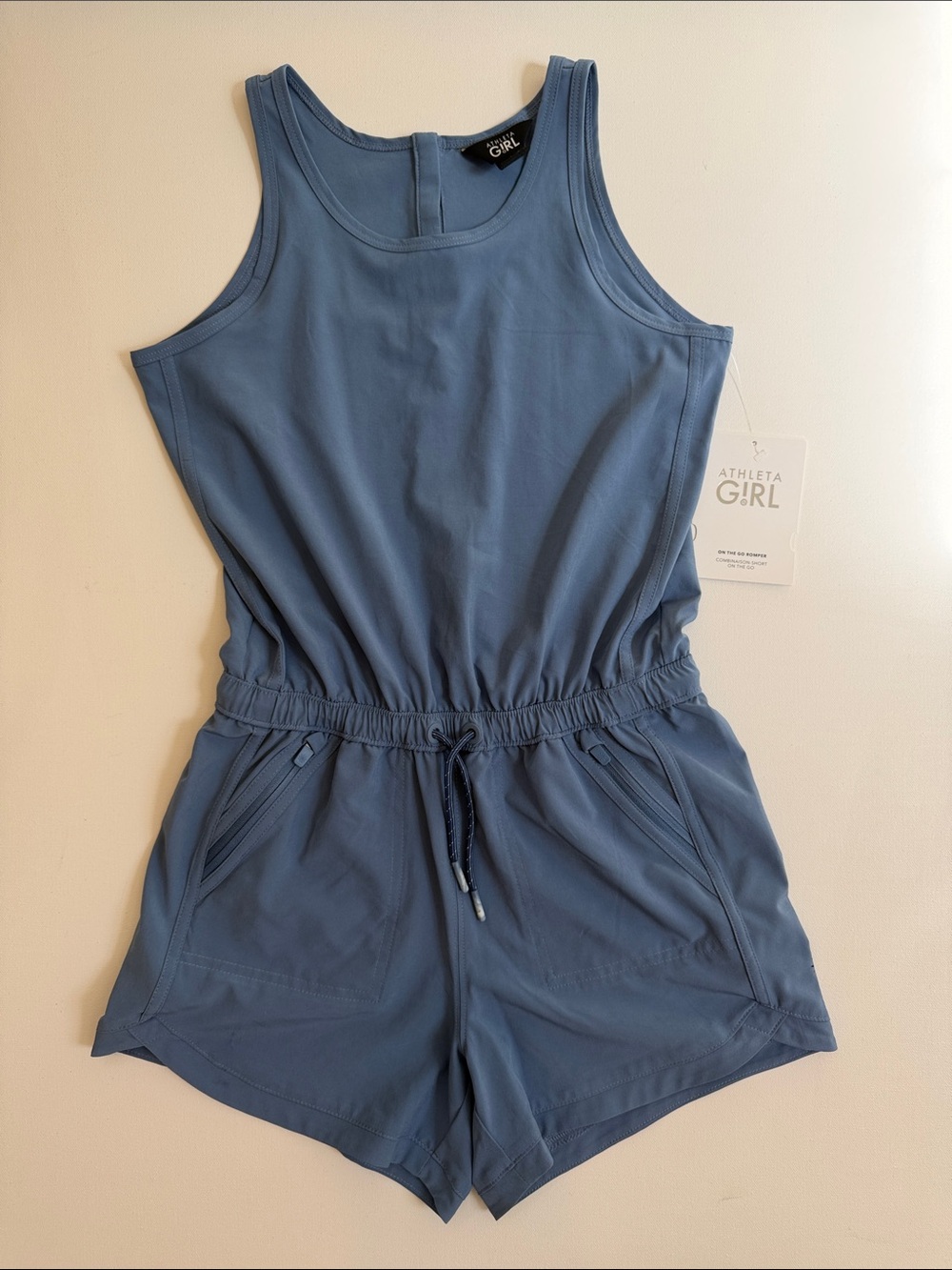 Athleta Dusty Blue Tank Romper Kids Sz12 - Large NWT